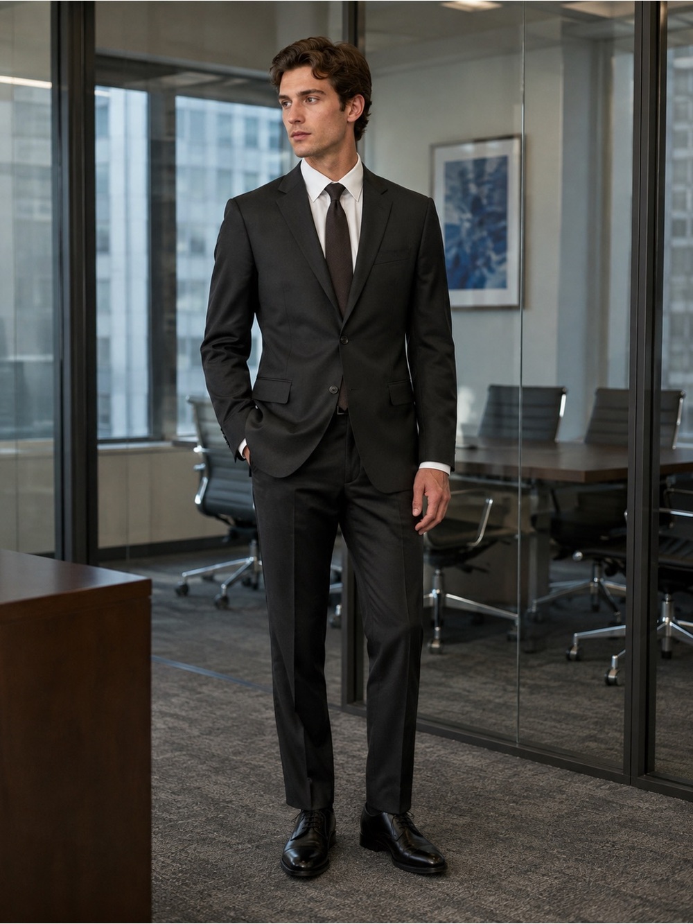 Lord & Taylor 1670 Men's Black Two-Piece Suit
